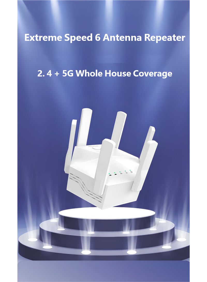 DUNELIFE Eliminate Wi-Fi dead zones with the AC1200 dual-band signal extender.  Enjoy true whole-house coverage with both 5GHz and 2.4GHz bands, 1200Mbps high speed, intelligent signal indicator, and one-button setup. - Image 4